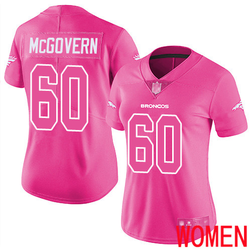 Women Denver Broncos #60 Connor McGovern Limited Pink Rush Fashion Football NFL Jersey->women nfl jersey->Women Jersey
